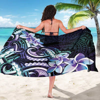 Polynesian Art Tattoo Sarong Plumeria Flowers Turquoise Gradient