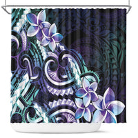 Polynesian Art Tattoo Shower Curtain Plumeria Flowers Turquoise Gradient LT05 Turquoise - Polynesian Pride