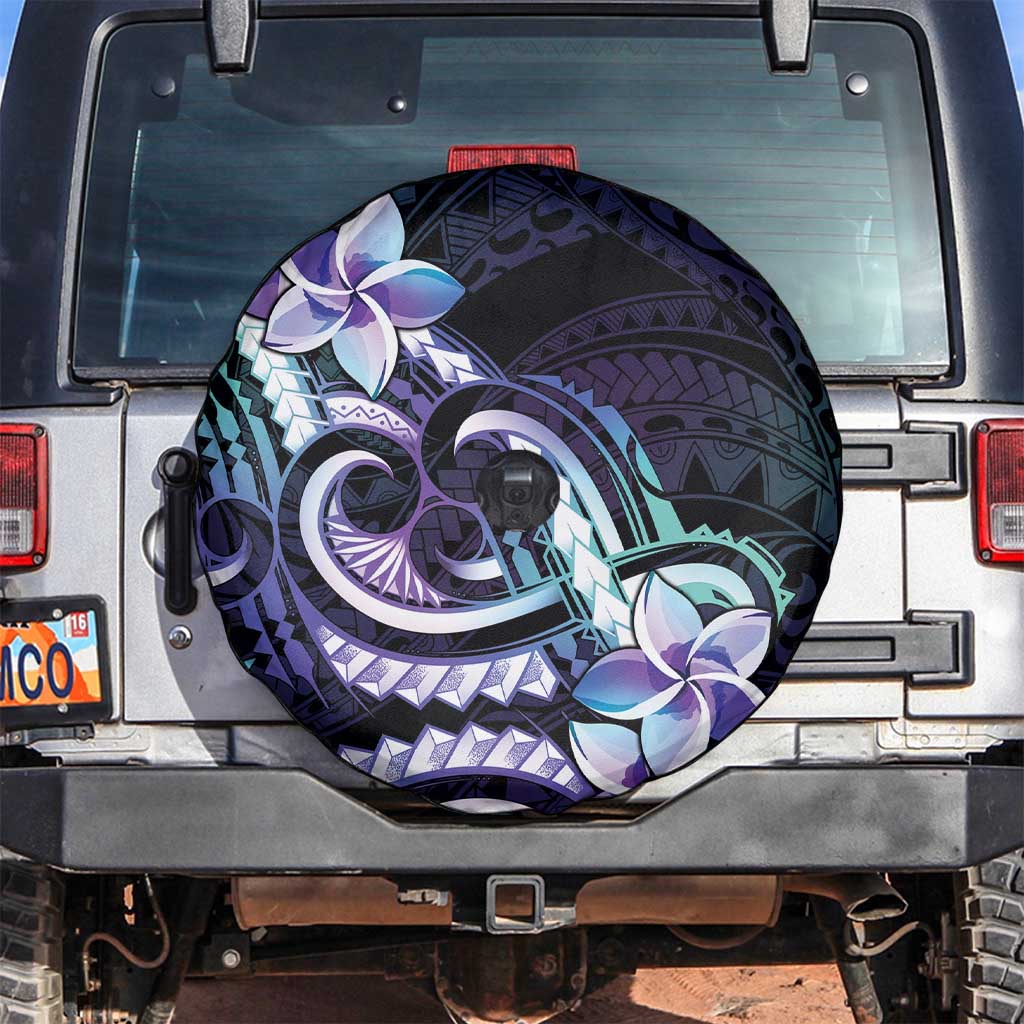 Polynesian Art Tattoo Spare Tire Cover Plumeria Flowers Turquoise Gradient LT05 Turquoise - Polynesian Pride