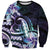 Polynesian Art Tattoo Sweatshirt Plumeria Flowers Turquoise Gradient