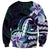 Polynesian Art Tattoo Sweatshirt Plumeria Flowers Turquoise Gradient
