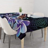 Polynesian Art Tattoo Tablecloth Plumeria Flowers Turquoise Gradient