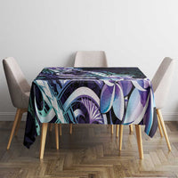 Polynesian Art Tattoo Tablecloth Plumeria Flowers Turquoise Gradient