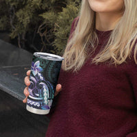 Polynesian Art Tattoo Tumbler Cup Plumeria Flowers Turquoise Gradient