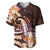 Polynesian Art Tattoo Baseball Jersey Plumeria Flowers Peach Gradient