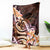 Polynesian Art Tattoo Blanket Plumeria Flowers Peach Gradient