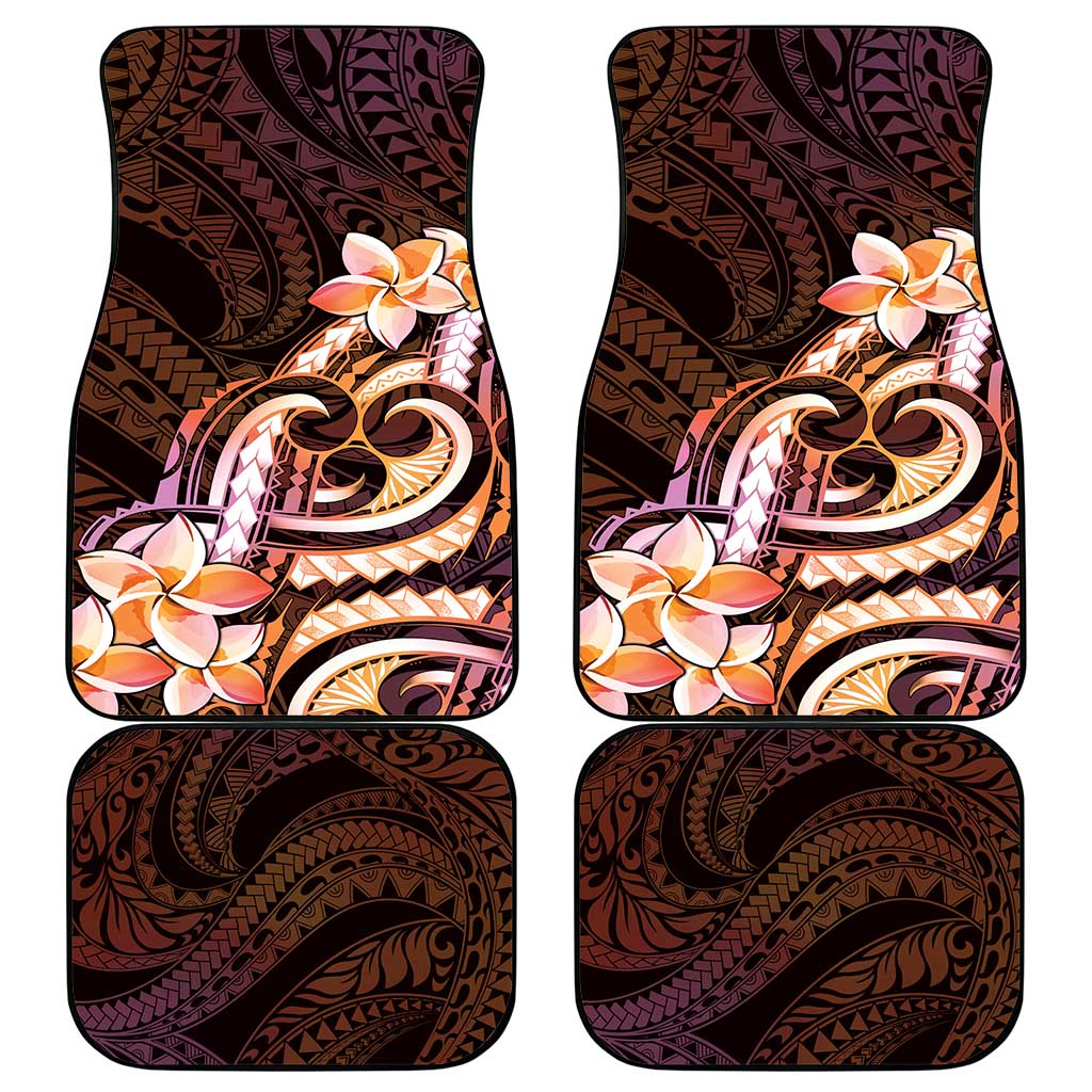 Polynesian Art Tattoo Car Mats Plumeria Flowers Peach Gradient
