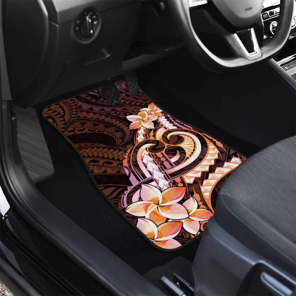Polynesian Art Tattoo Car Mats Plumeria Flowers Peach Gradient