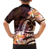 Polynesian Art Tattoo Hawaiian Shirt Plumeria Flowers Peach Gradient