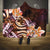 Polynesian Art Tattoo Hooded Blanket Plumeria Flowers Peach Gradient