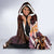 Polynesian Art Tattoo Hooded Blanket Plumeria Flowers Peach Gradient