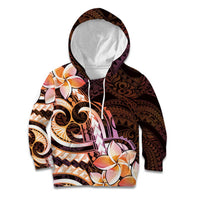 Polynesian Art Tattoo Kid Hoodie Plumeria Flowers Peach Gradient