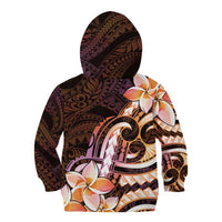 Polynesian Art Tattoo Kid Hoodie Plumeria Flowers Peach Gradient