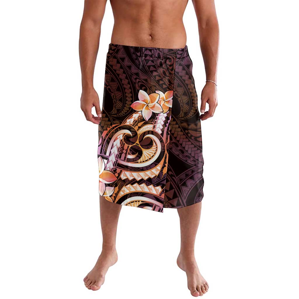 Polynesian Art Tattoo Lavalava Plumeria Flowers Peach Gradient