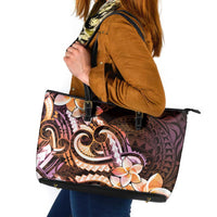 Polynesian Art Tattoo Leather Tote Bag Plumeria Flowers Peach Gradient LT05 Peach - Polynesian Pride