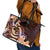 Polynesian Art Tattoo Leather Tote Bag Plumeria Flowers Peach Gradient