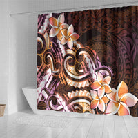 Polynesian Art Tattoo Shower Curtain Plumeria Flowers Peach Gradient LT05 - Polynesian Pride