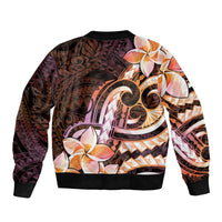 Polynesian Art Tattoo Sleeve Zip Bomber Jacket Plumeria Flowers Peach Gradient LT05 - Polynesian Pride