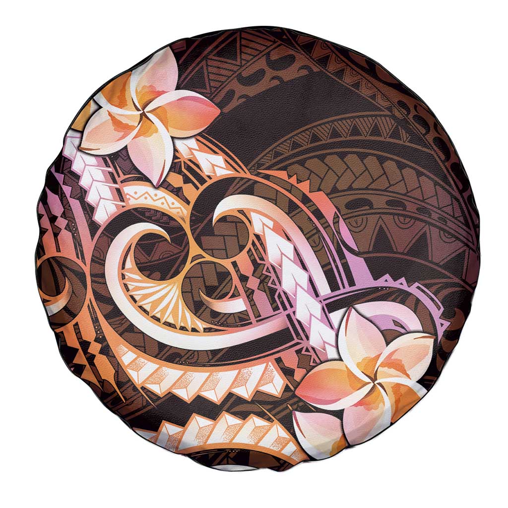 Polynesian Art Tattoo Spare Tire Cover Plumeria Flowers Peach Gradient LT05 - Polynesian Pride