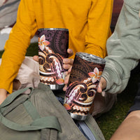 Polynesian Art Tattoo Tumbler Cup Plumeria Flowers Peach Gradient