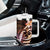 Polynesian Art Tattoo Tumbler With Handle Plumeria Flowers Peach Gradient