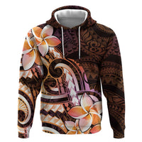 Polynesian Art Tattoo Zip Hoodie Plumeria Flowers Peach Gradient LT05 Pullover Hoodie Peach - Polynesian Pride