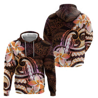Polynesian Art Tattoo Zip Hoodie Plumeria Flowers Peach Gradient LT05 - Polynesian Pride