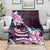Polynesian Art Tattoo Blanket Plumeria Flowers Pink Gradient