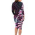 Polynesian Art Tattoo Family Matching Long Sleeve Bodycon Dress and Hawaiian Shirt Plumeria Flowers Pink Gradient