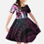 Polynesian Art Tattoo Family Matching Short Sleeve Bodycon Dress and Hawaiian Shirt Plumeria Flowers Pink Gradient