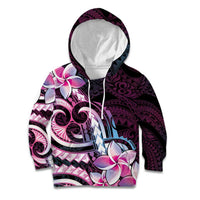 Polynesian Art Tattoo Kid Hoodie Plumeria Flowers Pink Gradient