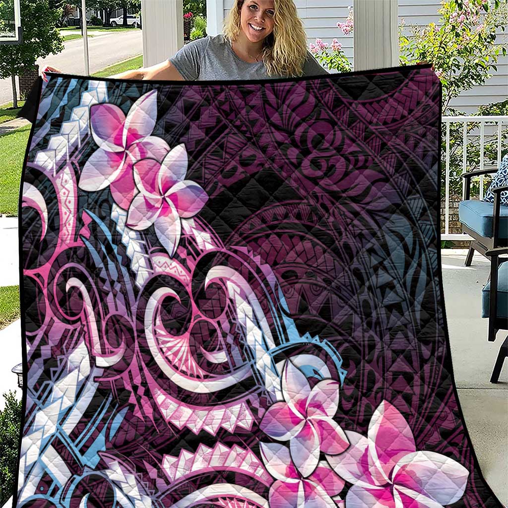 Polynesian Art Tattoo Quilt Plumeria Flowers Pink Gradient LT05 Pink - Polynesian Pride