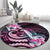 Polynesian Art Tattoo Round Carpet Plumeria Flowers Pink Gradient