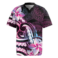 Polynesian Art Tattoo Rugby Jersey Plumeria Flowers Pink Gradient