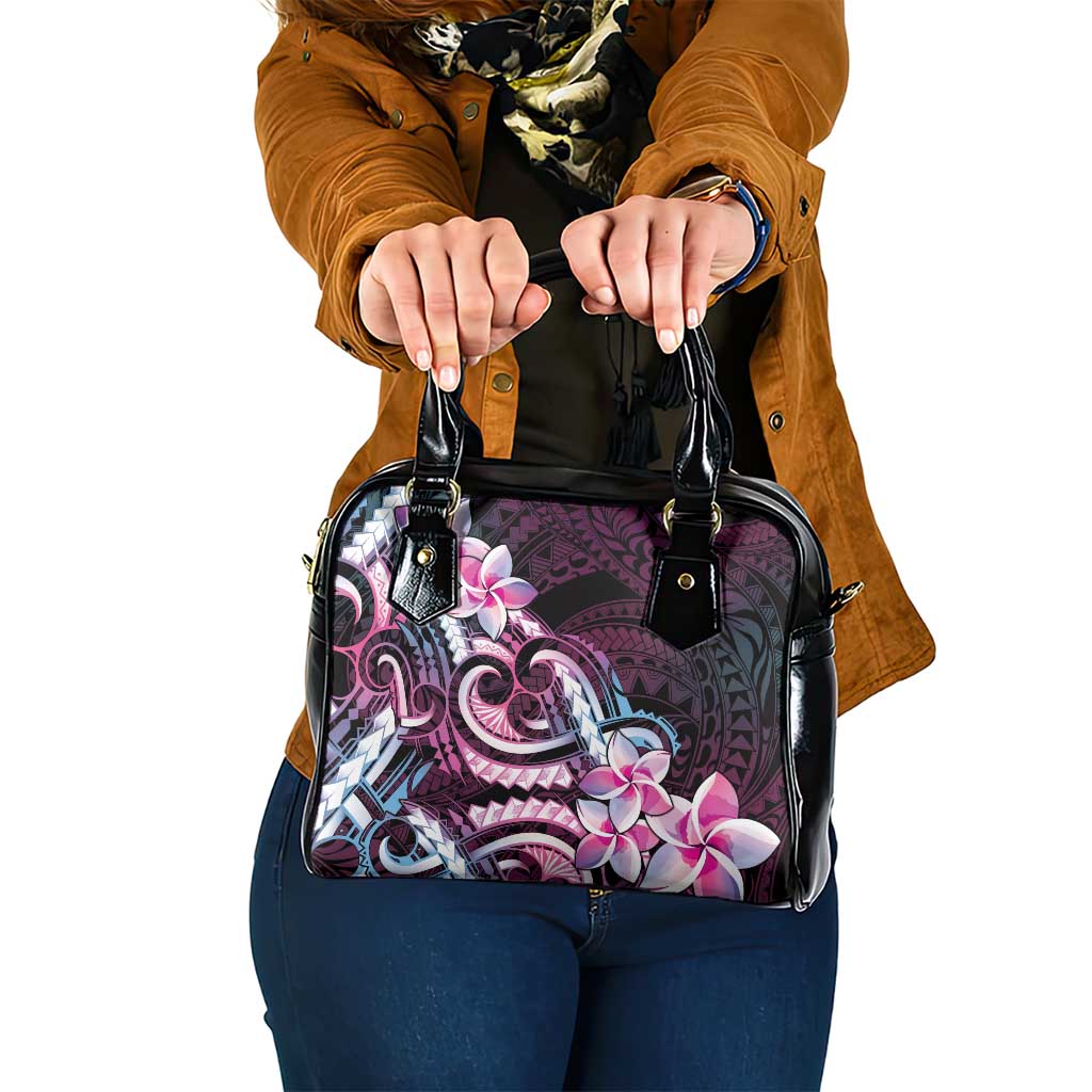 Polynesian Art Tattoo Shoulder Handbag Plumeria Flowers Pink Gradient LT05 One Size Pink - Polynesian Pride