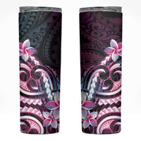 Polynesian Art Tattoo Skinny Tumbler Plumeria Flowers Pink Gradient LT05 Pink - Polynesian Pride