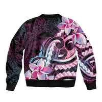 Polynesian Art Tattoo Sleeve Zip Bomber Jacket Plumeria Flowers Pink Gradient LT05 - Polynesian Pride