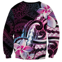 Polynesian Art Tattoo Sweatshirt Plumeria Flowers Pink Gradient LT05 - Polynesian Pride