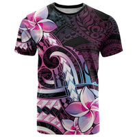 Polynesian Art Tattoo T Shirt Plumeria Flowers Pink Gradient