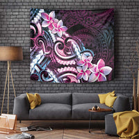 Polynesian Art Tattoo Tapestry Plumeria Flowers Pink Gradient