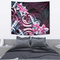 Polynesian Art Tattoo Tapestry Plumeria Flowers Pink Gradient