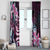 Polynesian Art Tattoo Window Curtain Plumeria Flowers Pink Gradient