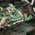 Polynesian Art Tattoo Back Car Seat Cover Plumeria Flowers Green Gradient