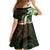 Polynesian Art Tattoo Family Matching Short Sleeve Bodycon Dress and Hawaiian Shirt Plumeria Flowers Green Gradient
