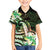 Polynesian Art Tattoo Family Matching Short Sleeve Bodycon Dress and Hawaiian Shirt Plumeria Flowers Green Gradient