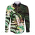 Polynesian Art Tattoo Family Matching Tank Maxi Dress and Hawaiian Shirt Plumeria Flowers Green Gradient