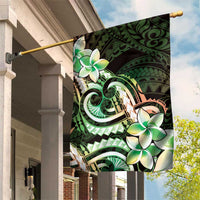 Polynesian Art Tattoo Garden Flag Plumeria Flowers Green Gradient