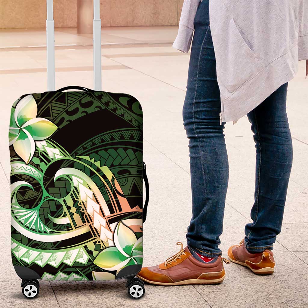 Polynesian Art Tattoo Luggage Cover Plumeria Flowers Green Gradient LT05 Green - Polynesian Pride