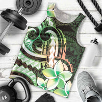 Polynesian Art Tattoo Men Tank Top Plumeria Flowers Green Gradient
