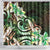 Polynesian Art Tattoo Shower Curtain Plumeria Flowers Green Gradient